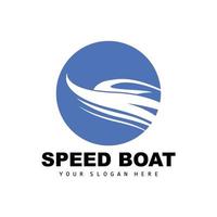 Schnellboot-Logo, schneller Frachtschiff-Vektor, Segelboot, Design für Schiffsbauunternehmen, Schifffahrt, Seefahrzeuge, Transport vektor