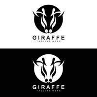 Giraffen-Logo-Design, Giraffenkopf-Vektorsilhouette, Tier mit hohem Hals, Zoo, Tattoo-Illustration, Produktmarke vektor