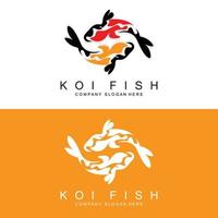 koi fisk logotyp design, dekorativ fisk vektor, akvarium prydnad illustration varumärke produkt vektor