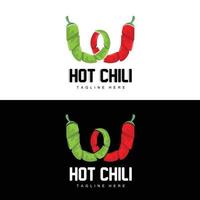 rotes Chili-Logo, scharfer Chili-Pfeffer-Vektor, Chili-Gartenhaus-Illustration, Firmen-Produktmarken-Illustration vektor