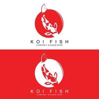 koi fisk logotyp design, dekorativ fisk vektor, akvarium prydnad illustration varumärke produkt vektor