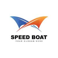 Schnellboot-Logo, schneller Frachtschiff-Vektor, Segelboot, Design für Schiffsbauunternehmen, Schifffahrt, Seefahrzeuge, Transport vektor