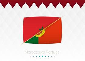 nationell fotboll team marocko mot Portugal, fjärdedel final. fotboll 2022 match mot ikon. vektor