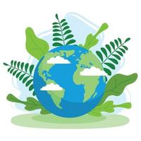 ekologi tema Lycklig jord dag flygblad mall. ljus färsk grön löv begrepp vektor