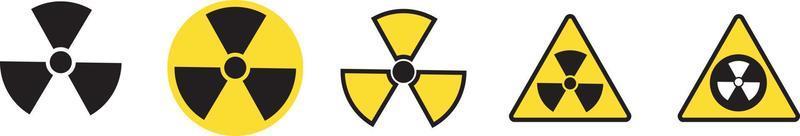 satz von strahlengefahrenschildern. Strahlung, runde und dreieckige Schilder. Warnung vor radioaktiver Bedrohung. Strahlungsbereich. vektor