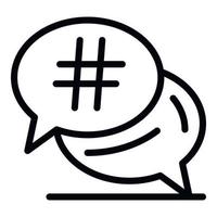 chatt bubbla hashtag ikon, översikt stil vektor