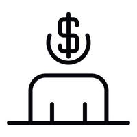 Dollar-Kopf-Mann-Symbol, Umriss-Stil vektor