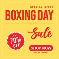 Weihnachtsverkaufsplakat. Sonderangebot Boxing Day Hintergrund Vektor Design Illustration. Boxtag Hintergrund. Boxing Day Sale 50 Prozent Rabatt auf Banner. Jetzt einkaufen