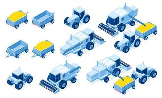 isometrischer traktor und landmaschinen vektor