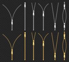 Reißverschlüsse aus Metall, Reißverschlüsse-Zugset vektor