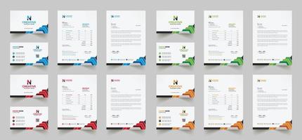 Corporate Branding Identity Design umfasst Visitenkarten, Rechnungen, Briefkopfdesigns und moderne Briefpapierpakete mit abstrakten Vorlagen vektor