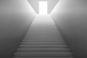 Weiße Treppe mit Licht von der offenen Tür oben vektor
