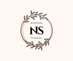 ns initialen brief hochzeitsmonogramm logos sammlung, handgezeichnete moderne minimalistische und florale vorlagen für einladungskarten, save the date, elegante identität für restaurant, boutique, café im vektor