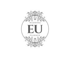 eu initialen brief hochzeitsmonogramm logos sammlung, handgezeichnete moderne minimalistische und florale vorlagen für einladungskarten, save the date, elegante identität für restaurant, boutique, café im vektor