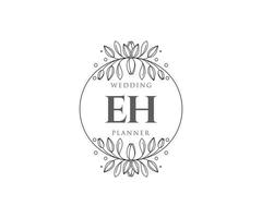 eh initials brief hochzeitsmonogramm logos sammlung, handgezeichnete moderne minimalistische und florale vorlagen für einladungskarten, save the date, elegante identität für restaurant, boutique, café im vektor