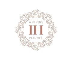 ih initialen brief hochzeitsmonogramm logos sammlung, handgezeichnete moderne minimalistische und florale vorlagen für einladungskarten, save the date, elegante identität für restaurant, boutique, café im vektor