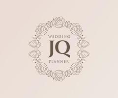 jq initialen brief hochzeitsmonogramm logos sammlung, handgezeichnete moderne minimalistische und florale vorlagen für einladungskarten, save the date, elegante identität für restaurant, boutique, café im vektor