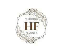 hf initialen brief hochzeitsmonogramm logos sammlung, handgezeichnete moderne minimalistische und florale vorlagen für einladungskarten, save the date, elegante identität für restaurant, boutique, café im vektor