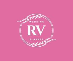 rv initialen brief hochzeitsmonogramm logos sammlung, handgezeichnete moderne minimalistische und florale vorlagen für einladungskarten, save the date, elegante identität für restaurant, boutique, café im vektor