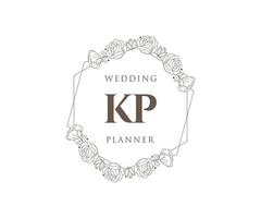 kp initialen brief hochzeitsmonogramm logos sammlung, handgezeichnete moderne minimalistische und florale vorlagen für einladungskarten, save the date, elegante identität für restaurant, boutique, café im vektor