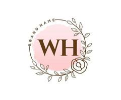 anfängliches wh feminines Logo. verwendbar für Natur-, Salon-, Spa-, Kosmetik- und Schönheitslogos. flaches Vektor-Logo-Design-Vorlagenelement. vektor