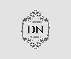 dn initialen brief hochzeitsmonogramm logos sammlung, handgezeichnete moderne minimalistische und florale vorlagen für einladungskarten, save the date, elegante identität für restaurant, boutique, café im vektor