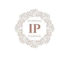 ip initialen brief hochzeitsmonogramm logos sammlung, handgezeichnete moderne minimalistische und florale vorlagen für einladungskarten, save the date, elegante identität für restaurant, boutique, café im vektor