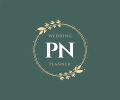 pn initialen brief hochzeitsmonogramm logos sammlung, handgezeichnete moderne minimalistische und florale vorlagen für einladungskarten, save the date, elegante identität für restaurant, boutique, café im vektor