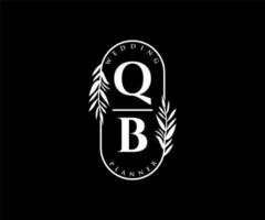 qb initialer brev bröllop monogram logotyper samling, hand dragen modern minimalistisk och blommig mallar för inbjudan kort, spara de datum, elegant identitet för restaurang, boutique, Kafé i vektor