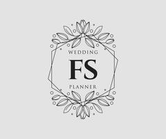 fs initialer brev bröllop monogram logotyper samling, hand dragen modern minimalistisk och blommig mallar för inbjudan kort, spara de datum, elegant identitet för restaurang, boutique, Kafé i vektor