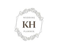 kh initials brief hochzeitsmonogramm logos sammlung, handgezeichnete moderne minimalistische und florale vorlagen für einladungskarten, save the date, elegante identität für restaurant, boutique, café im vektor