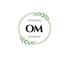 om initialen brief hochzeitsmonogramm logos sammlung, handgezeichnete moderne minimalistische und florale vorlagen für einladungskarten, save the date, elegante identität für restaurant, boutique, café im vektor