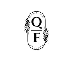 qf initialen brief hochzeitsmonogramm logos sammlung, handgezeichnete moderne minimalistische und florale vorlagen für einladungskarten, save the date, elegante identität für restaurant, boutique, café im vektor