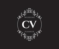 cv initialen brief hochzeit monogramm logos sammlung, handgezeichnete moderne minimalistische und florale vorlagen für einladungskarten, save the date, elegante identität für restaurant, boutique, café im vektor