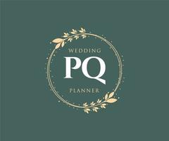 pq initialen brief hochzeitsmonogramm logos sammlung, handgezeichnete moderne minimalistische und florale vorlagen für einladungskarten, save the date, elegante identität für restaurant, boutique, café im vektor