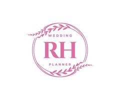 rh initialen brief hochzeitsmonogramm logos sammlung, handgezeichnete moderne minimalistische und florale vorlagen für einladungskarten, save the date, elegante identität für restaurant, boutique, café im vektor