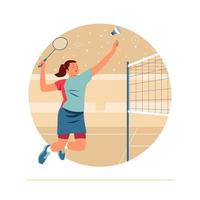 weibliche Badmintonspielerin vektor