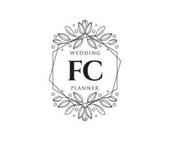 fc initialen brief hochzeitsmonogramm logos sammlung, handgezeichnete moderne minimalistische und florale vorlagen für einladungskarten, save the date, elegante identität für restaurant, boutique, café im vektor