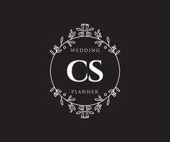 cs initialen brief hochzeitsmonogramm logos sammlung, handgezeichnete moderne minimalistische und florale vorlagen für einladungskarten, save the date, elegante identität für restaurant, boutique, café im vektor