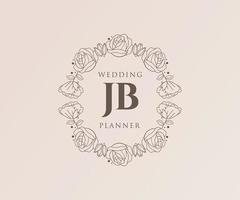 J B initialer brev bröllop monogram logotyper samling, hand dragen modern minimalistisk och blommig mallar för inbjudan kort, spara de datum, elegant identitet för restaurang, boutique, Kafé i vektor