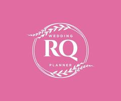 rq initialen brief hochzeitsmonogramm logos sammlung, handgezeichnete moderne minimalistische und florale vorlagen für einladungskarten, save the date, elegante identität für restaurant, boutique, café im vektor