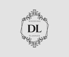 dl initialen brief hochzeit monogramm logos sammlung, handgezeichnete moderne minimalistische und florale vorlagen für einladungskarten, save the date, elegante identität für restaurant, boutique, café im vektor