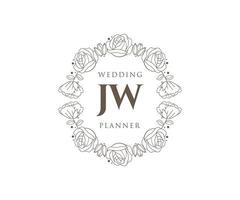 jw initialen brief hochzeitsmonogramm logos sammlung, handgezeichnete moderne minimalistische und florale vorlagen für einladungskarten, save the date, elegante identität für restaurant, boutique, café im vektor