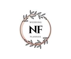 nf initialen brief hochzeitsmonogramm logos sammlung, handgezeichnete moderne minimalistische und florale vorlagen für einladungskarten, save the date, elegante identität für restaurant, boutique, café im vektor