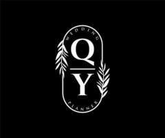 qy initialen brief hochzeitsmonogramm logos sammlung, handgezeichnete moderne minimalistische und florale vorlagen für einladungskarten, save the date, elegante identität für restaurant, boutique, café im vektor