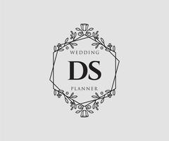 ds initialen brief hochzeitsmonogramm logos sammlung, handgezeichnete moderne minimalistische und florale vorlagen für einladungskarten, save the date, elegante identität für restaurant, boutique, café im vektor