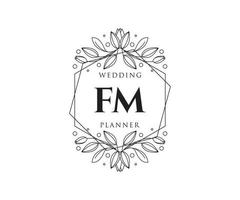 fm initialen brief hochzeitsmonogramm logos sammlung, handgezeichnete moderne minimalistische und florale vorlagen für einladungskarten, save the date, elegante identität für restaurant, boutique, café im vektor