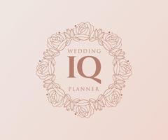 iq initialen brief hochzeitsmonogramm logos sammlung, handgezeichnete moderne minimalistische und florale vorlagen für einladungskarten, save the date, elegante identität für restaurant, boutique, café im vektor