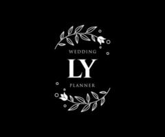 ly initials brief hochzeitsmonogramm logos sammlung, handgezeichnete moderne minimalistische und florale vorlagen für einladungskarten, save the date, elegante identität für restaurant, boutique, café im vektor