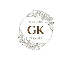 gk initialen brief hochzeitsmonogramm logos sammlung, handgezeichnete moderne minimalistische und florale vorlagen für einladungskarten, save the date, elegante identität für restaurant, boutique, café im vektor